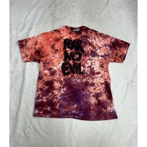 Vtg 90s Fear No Evil Luke 10.19 Jesus Single Stitch Tie-Dye T-Shirt Size Large